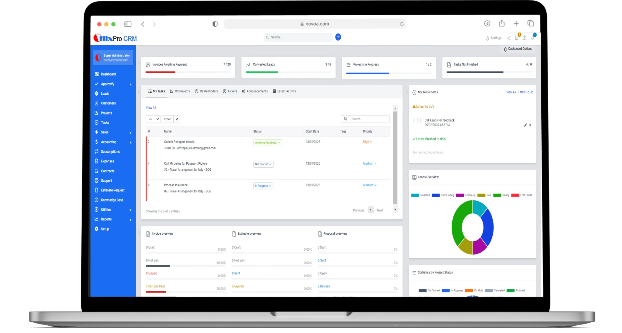 OffixPro crm on a macbook computer - Best CRM for Ghanaian and African Businesses